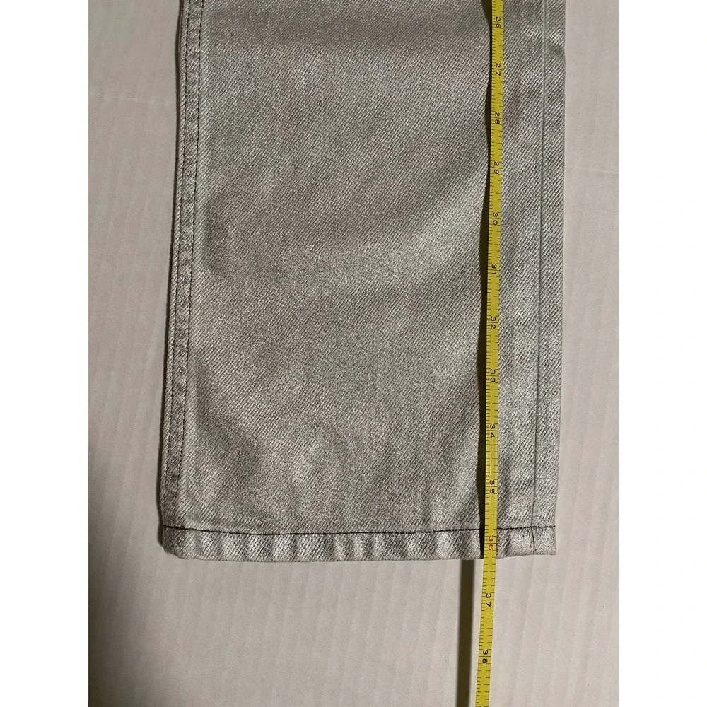 NWT Metallic silver‎ sparkly denim Top-shop straight jeans Size 28x32